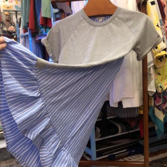 Pinstriped Free Assembly t-shirt dress - sz Large - Picture 5 of 5